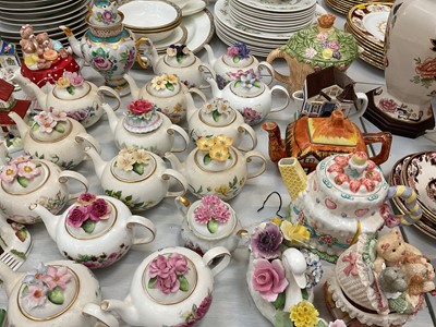 Lot 5055 - Collection of Coalport pastel burners, novelty teapots, Disney ornaments etc