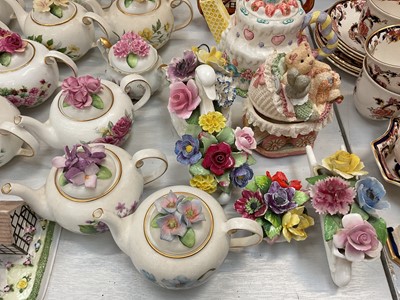 Lot 5055 - Collection of Coalport pastel burners, novelty teapots, Disney ornaments etc