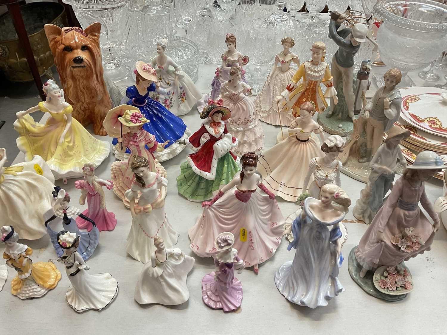 Lot 5041 - Collection of figures including Royal Doulton, Coalport, Lladro etc and Beswick dog