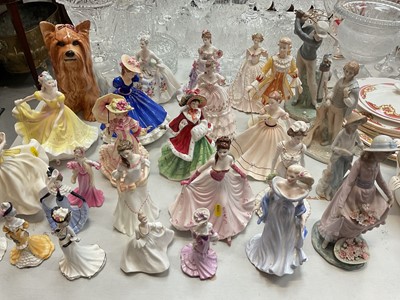Lot 5041 - Collection of figures including Royal Doulton, Coalport, Lladro etc and Beswick dog