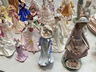 Lot 5041 - Collection of figures including Royal Doulton, Coalport, Lladro etc and Beswick dog