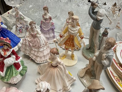Lot 5041 - Collection of figures including Royal Doulton, Coalport, Lladro etc and Beswick dog