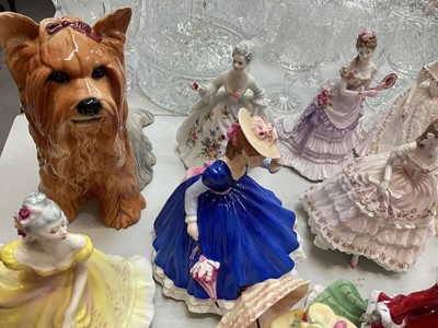 Lot 5041 - Collection of figures including Royal Doulton, Coalport, Lladro etc and Beswick dog