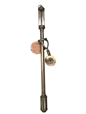 Lot 2971 - Brass gimbal mounted ship's barometer signed 'Desterro Lisbon'