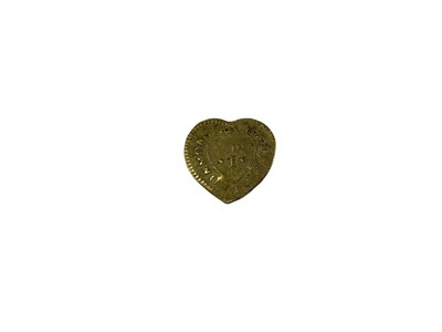 Lot 485 - G.B. - 17th century brass heart-shaped Chester Penny Token Thomas Gamvl Obv: 3 hammers, Rev: Ironmaker (N.B. Coin heavily cleaned with attempted piercing on Obv.) otherwise Fair-Good & rare...