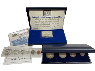 Lot 505 - World - Mixed silver coins to include Jersey Silver Wedding 1972 four coin set to include £2.50, £2, £1 & 50p (N.B. Cased but without Certificate of Authenticity), Canada six coin year set 1...