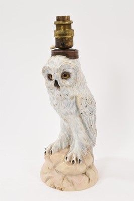 Lot 44 - Late 19th / early 20th century German porcelain table lamp in the form of an owl