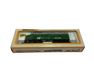 Lot 1867 - Bachmann HO Gauge CP-Rail GE U36B Diesel 5004, boxed 063, Bulington Northern EMD F9 Diesel 9710, boxed & Burlington EMD F9 Diesel, boxed (3)