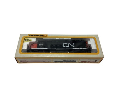 Lot 1869 - Bachmann HO Gauge Canadian National EMD FT Diesel 9166, boxed 400684, Canadian National EMD GP40 Diesel 5075, boxed 0568 and Canadian National GE U36B Diesel 2501, boxed 0628 (All Lighted) (3)...