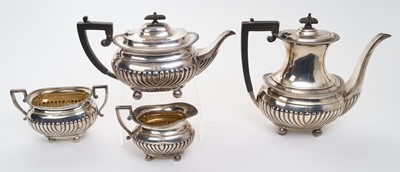 Lot 271 - Silver three piece tea set and similar coffee pot