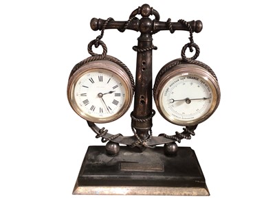 Lot 2966 - French nautical-themed clock / barometer