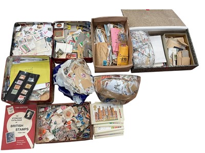 Lot 1198 - Large selection of mainly used stamps, together with cigarette silks and a small number of stamp albums