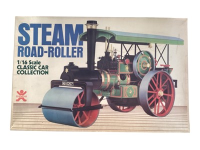 Lot 1896 - Bandai 1:16 Scale Steam Engine model kits including Garrett 1919 Pendle Princess, sealed box #0535356, Steam Road-Roller, boxed # 35360, Garrett 1919 Pendle Princess, boxed #8026 (part painted)...