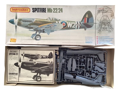Lot 1898 - Matchbox !;32 Scale Spitfire Mk22-/24, boxed PK-501, Aurora 1/4" Scale British Spitfire. boxed #20, Frog 1:144 Scale The BOAC VC10, boxed #F.140 and Airfix Collectors Series 5 19th Century Beam...