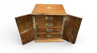 Lot 840 - Victorian golden oak collectors’ cabinet with an arrangement of four drawers