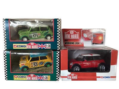 Lot 1908 - Corgi Classics Mini Mania 1:36 scale diecast models, 1:18 scale Mini Cooper and others, plus Toyland Cars, all boxed (1box)
