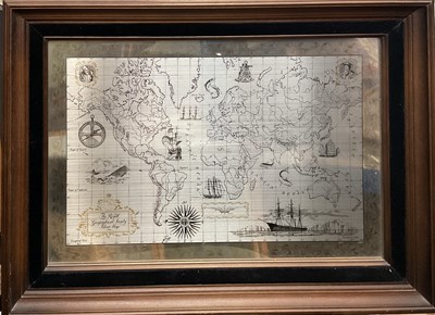 Lot 78 - The Royal Geographical Society silver map (London 1976) in glazed frame