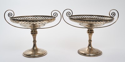Lot 228 - Pair of silver two handled pedestal dishes