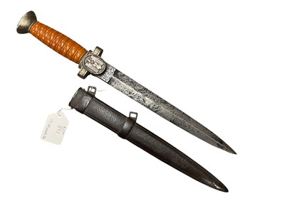 Lot 891 - Nazi Red Cross / DRK (Deutsches Rotes Kreuz) 1938 pattern Leader's dagger with orange plastic grip, in scabbard. N.B. Both blade and fittings are in a distressed / relic condition.