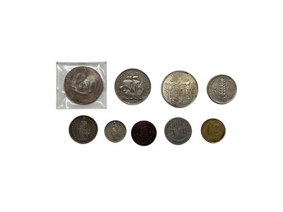 Lot 543 - World - Mixed coinage to include Denmark silver 2 Kroner 1930 GEF-AU, Equatorial Guinea aluminium bronze, Ekuele 1980 GEF-AU (Scarce), German Democratic Republic silver '75th Anniversary Commemor...