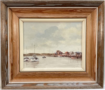 Lot 310 - Roy Perry RI (British 1935-1993) oil on board 'River Blyth at Walberswick', signed, 18.5cm x 23.5cm, framed