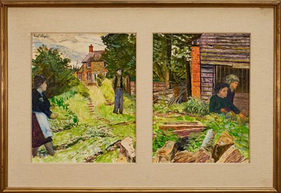 Lot 1103 - *Carel Weight (1907-1997) oil on board - 'Country Diptych', each panel, 36 x 29cm.