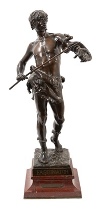 Lot 710 - Eugene Marioton (1854-1903): 19th century French bronze titled Fascinator