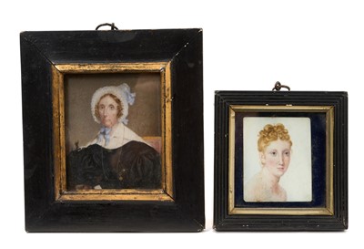 Lot 756 - Two portrait miniatures, including one of Mrs. Popham, wife of Captain Popham R.N.