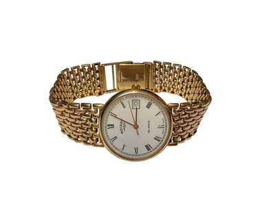 Lot 83 - Rotary 9ct gold quartz wristwatch on 9ct gold brick link bracelet