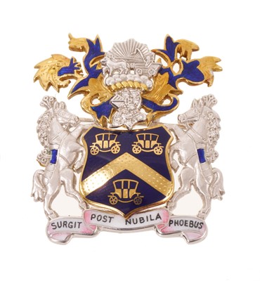 Lot 491 - Fine gold and enamel Worshipful Company of Coachmakers brooch