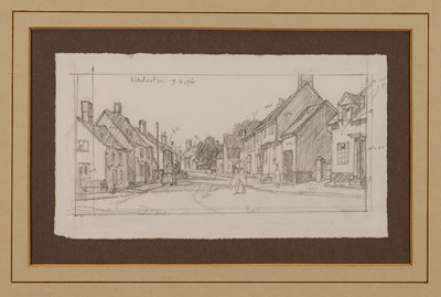 Lot 1189 - *Leonard Squirrell (1893-1979) pencil drawing - Bildeston, inscribed and dated 7.6.76, 11.5cm x 20cm, in glazed gilt frame