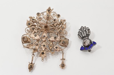 Lot 498 - Indian fusiliers brooch set with white sapphires (?) and another Indian brooch