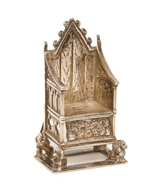 Lot 55 - Edwardian silver menu holder in the form of the Coronation throne