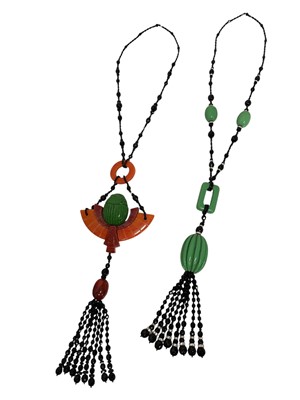 Lot 526 - Two 1920s Bakelite flapper necklaces