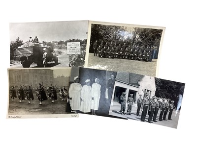 Lot 1103 - Photographs & postcards selection with military interest group and regimental photos, military wedding, inspections etc.