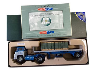 Lot 1938 - Corgi Premium Edition (one of only 2000 produced) 1:50 Scale Fleets of Renown Pollock, Ford transcontinetal Platform Trailer with sheeted load #23301, Russell, Guy Invicible Platform Trailer and...