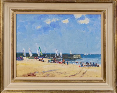 Lot 1170 - *Geoffrey Chatten (1938-2025) oil on board, Gorleston Beach, signed, titled verso, 44cm x 59cm, framed