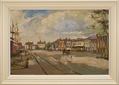 Lot 1169 - *Geoffrey Chatten (1938-2025) oil on board, Hall Quay Yarmouth, signed, 60cm x 90cm, framed
