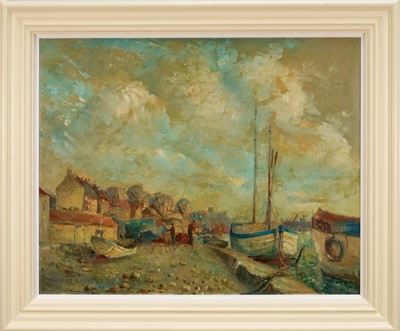 Lot 1168 - *Geoffrey Chatten (1938-2025) oil on board, Darby's Hard, Gorleston, signed, 60cm x 75cm, framed