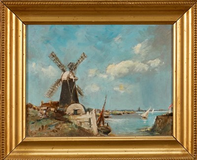 Lot 1362 - *Arthur Edward Davies (1893-1988) oil on board, Breydon Water, signed, 16cm x 21cm, gilt frame