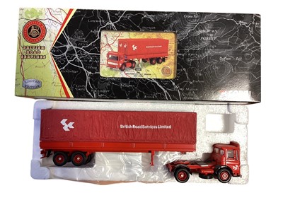 Lot 1946 - Corgi British Road Services Limited Edition 1:50 Scale diecast models including Scammell Crusader Sheeted Flat Trailer #CC12603, AEC Mercury Tilt Trailer and load #22201, Guy Warrior 4 Wheel Pla...
