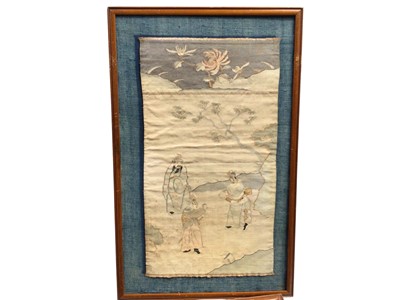 Lot 2599 - Two 19th century Chinese silk Kesi tapestry pictures.