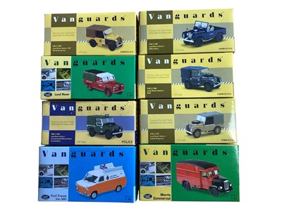 Lot 1948 - Lledo 1:43 Scale Vanguard diecast model vehicles including Land Rovers (x6) and Commercial Vans (x15), all boxed (21)