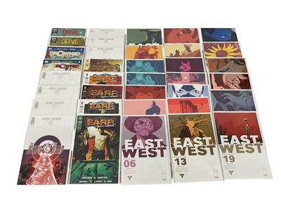 Lot 2855 - One box of modern comics to include Marvel Comics (Elektra, Elektra Assassin, Root of evil, Glimpse & Echo), Image comics (East of West, the dying & the dead), And others. Mostly bagged...