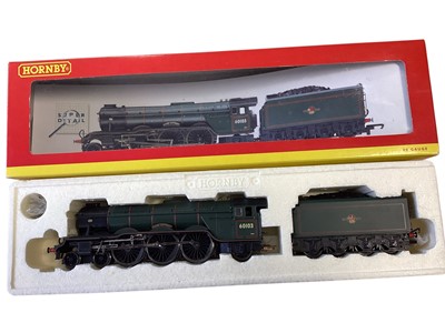 Lot 1961 - Hornby OO Gauge 4-6-2 BR lined green Class A3 Flying Scotsman tender locomotive 60103, boxed R2054, 4-6-2 BR lined green Class A4 Kingfisher tender locomotive 60024, boxed R2203 and Anglia Railw...