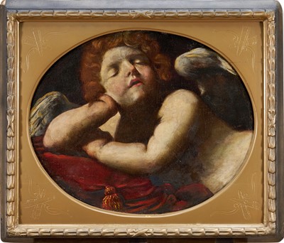 Lot 1277 - Italian School, 17th / 18th century, oil on canvas - Portrait of an Angel, 47cm x 57cm oval, framed