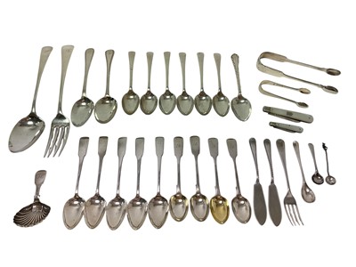 Lot 211 - Selection of miscellaneous Georgian and later silver flatware