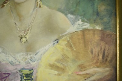 Lot 67 - Endre Koempoeczi-Balogh (1911-1977) oil on canvas - Portrait of a Lady, signed, 79cm x 59cm, framed