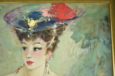Lot 67 - Endre Koempoeczi-Balogh (1911-1977) oil on canvas - Portrait of a Lady, signed, 79cm x 59cm, framed