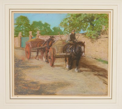 Lot 1112 - James MacLaren (Scottish, exhibited 1880-1917) pastel on board - The Haycarts, 35cm x 40cm in glazed gilt frame